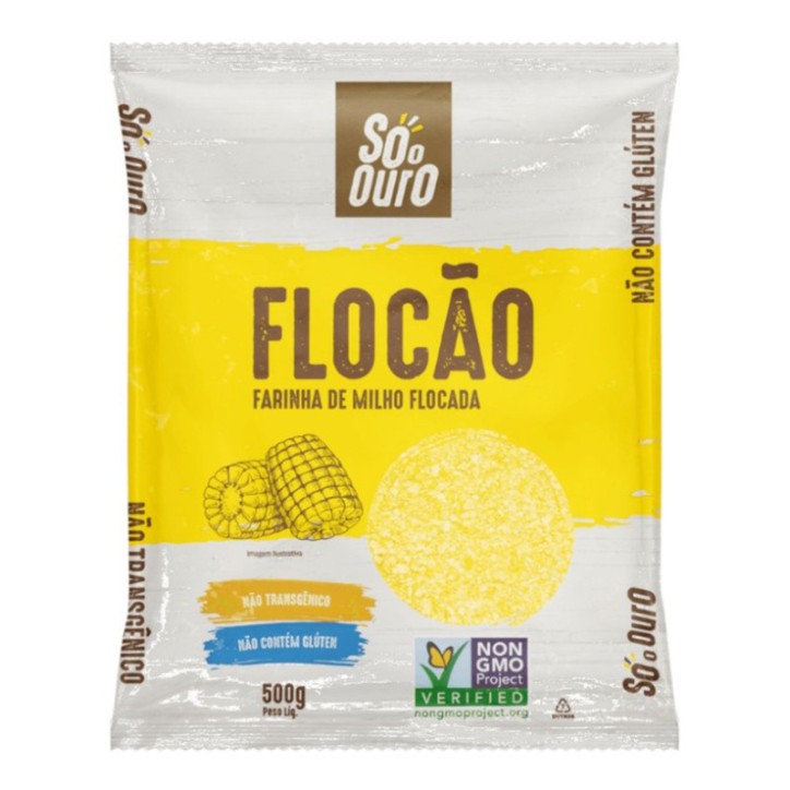 SO O OURO, Farinha de Milho Flocao Nao Transgenico 500g