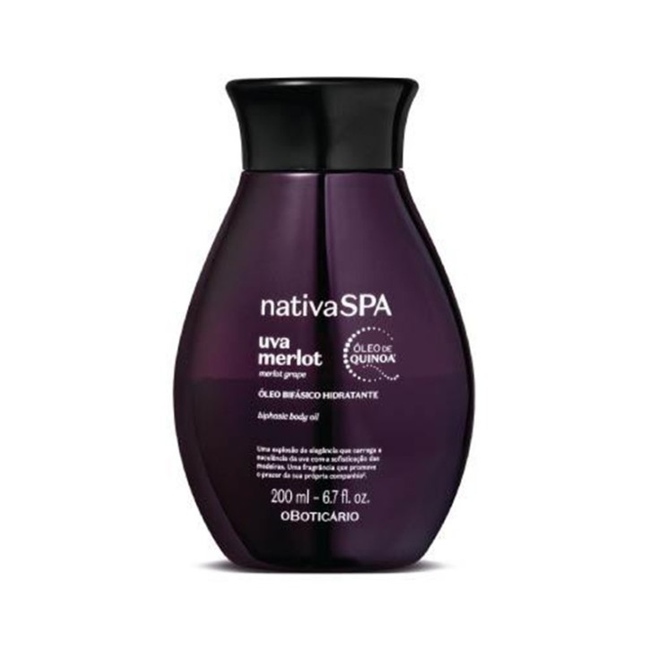 Boticario, Oleo Bifasico Hidratante Corporal Nativa Spa Uva Merlot 200ml