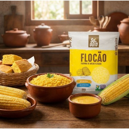 SO O OURO, Farinha de Milho Flocao Nao Transgenico 500g