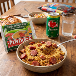 PINDUCA, Farofa de Mandioca Sabor Calabresa 250g