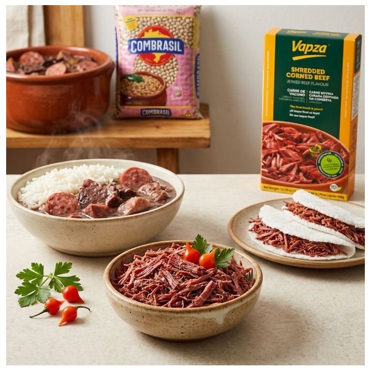 Vapza, Carne Seca Desfiada Cozida ao Vapor sem Gluten 400g