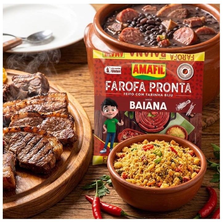 AMAFIL, Farofa Pronta Sabor Baiana 250g