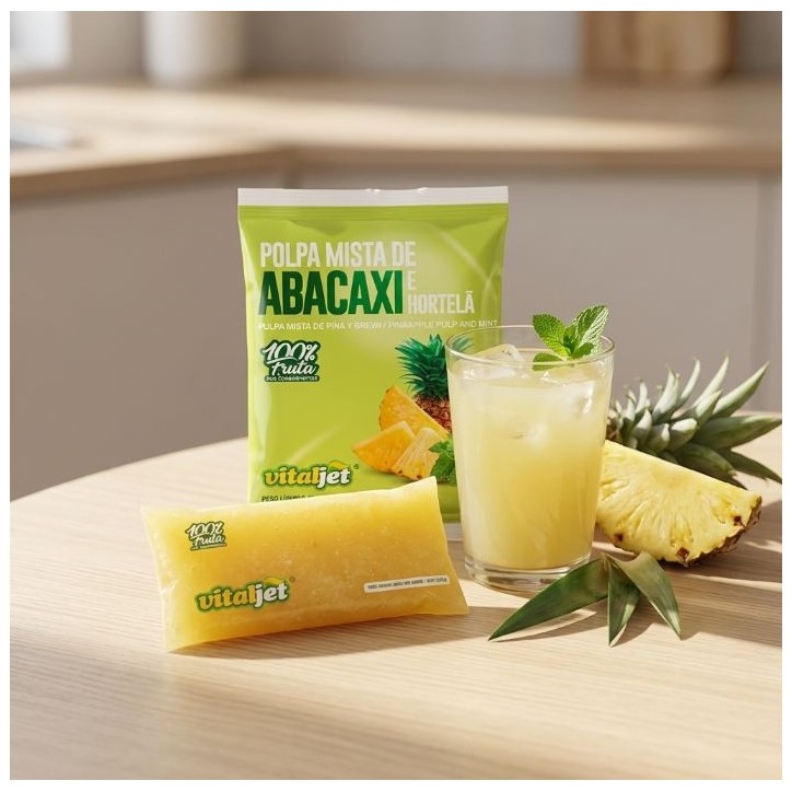 VITAJET, Polpa de Abacaxi com Hortela 4x100g VITAJET, Polpa de Abacaxi com Hortela 4x100g