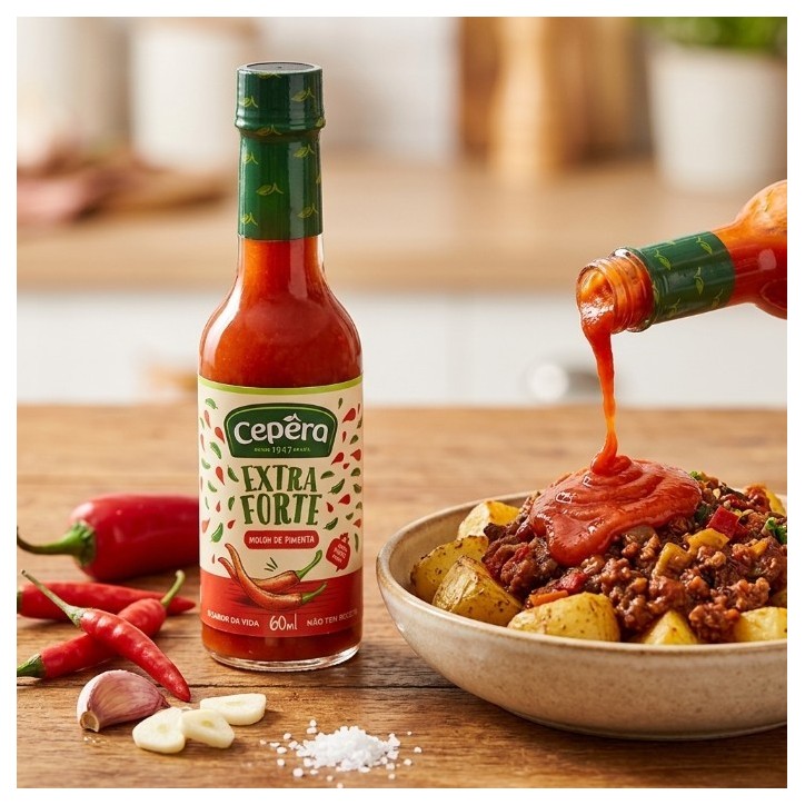 Cepera, Molho de Pimenta Vermelho, Extra Forte, 60ml