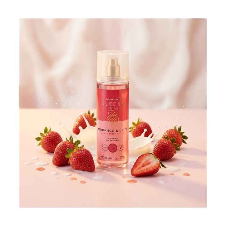 Boticario, Body Splash Cuide-se Bem Morango e Leite 200ml