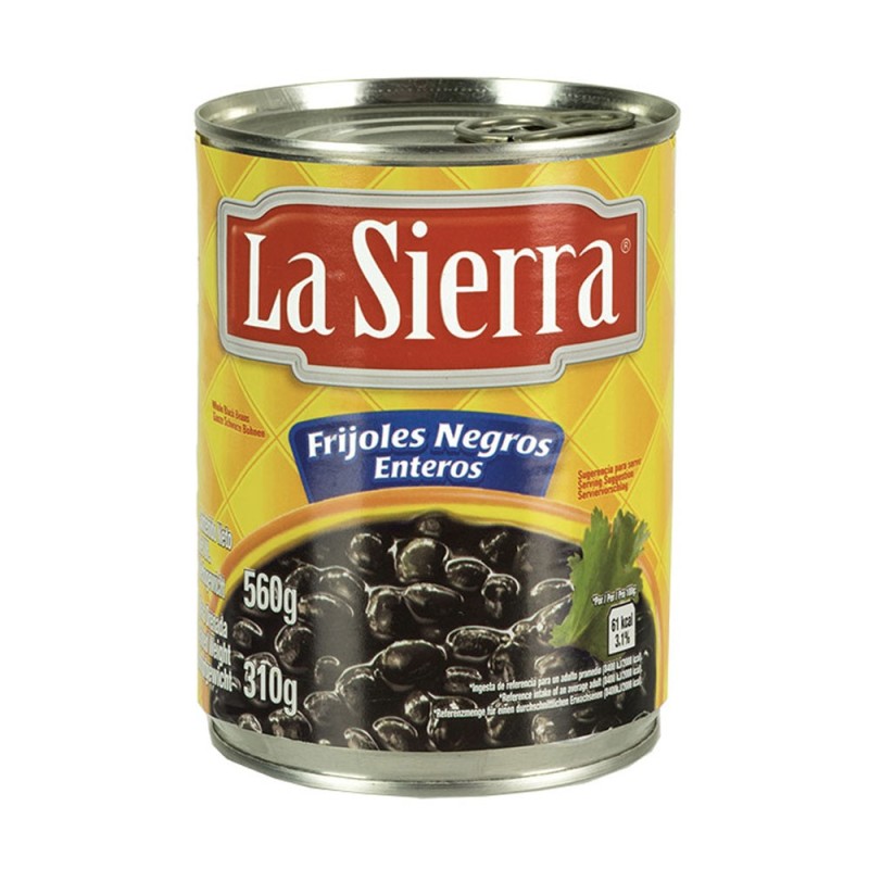 LA SIERRA, Frijoles Negros Enteros especiados 560g - Abtropfgewicht 310g