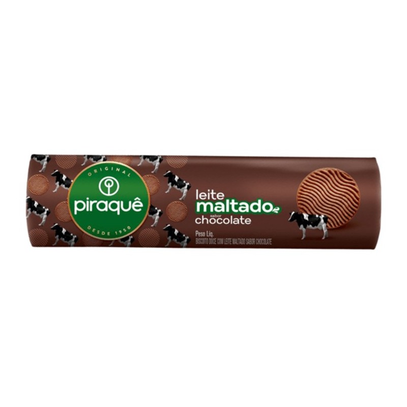 piraque, Biscoito Leite Maltado Chocolate 132g