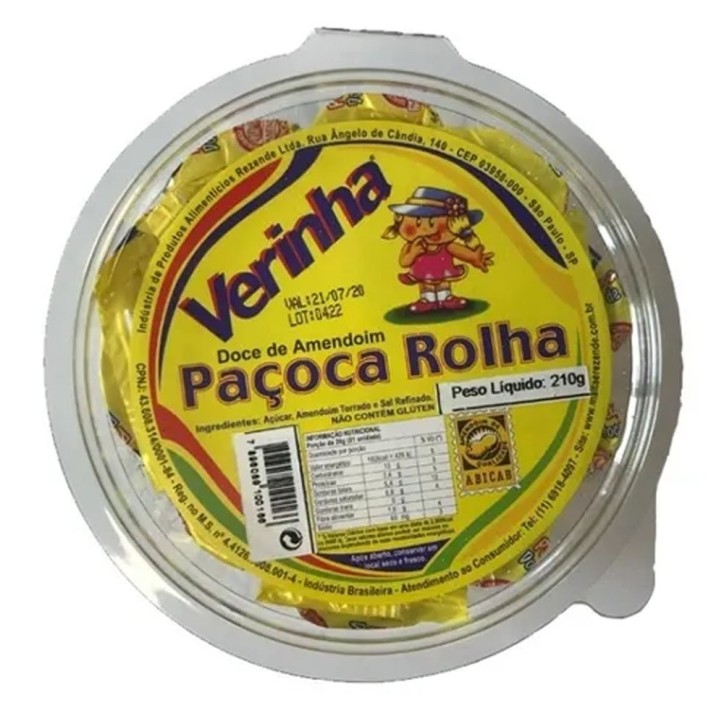 Verinha, Doce de Amendoim Pacoca Rolha 210g Verinha, Doce de Amendoim Pacoca Rolha 210g